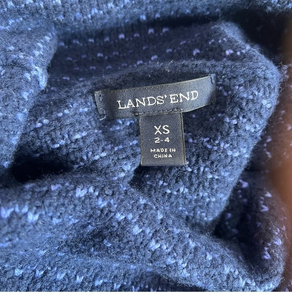 Lands End Cowlneck Sweater Women’s XS Navy Blue Turtleneck Pullover Classic Cozy - Picture 5 of 8